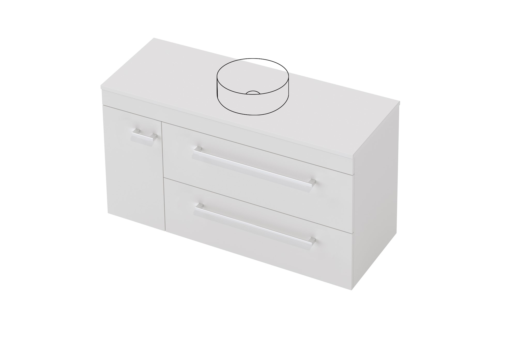 1 Door 2 Drawer Right