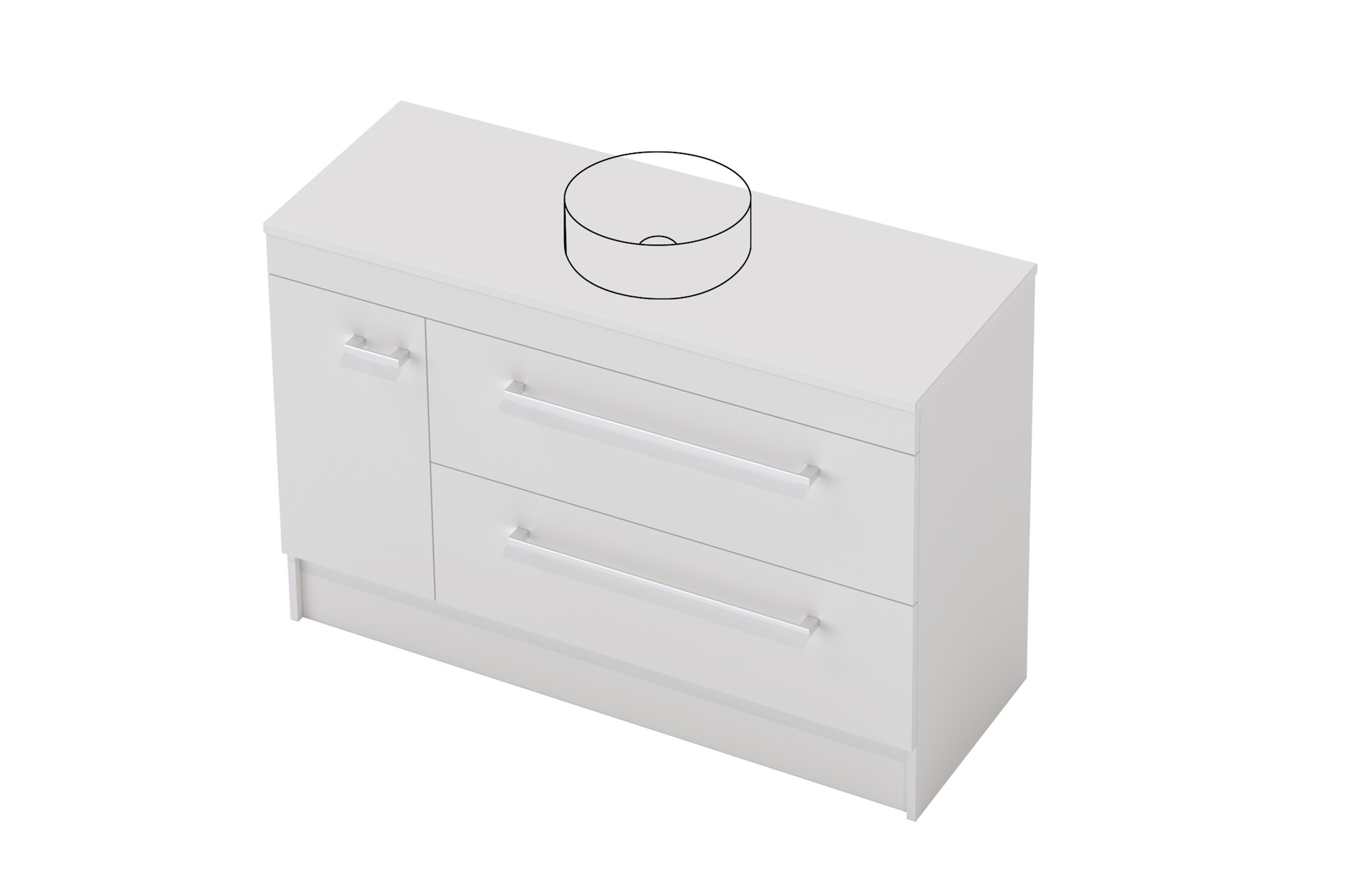 1 Door 2 Drawer Right