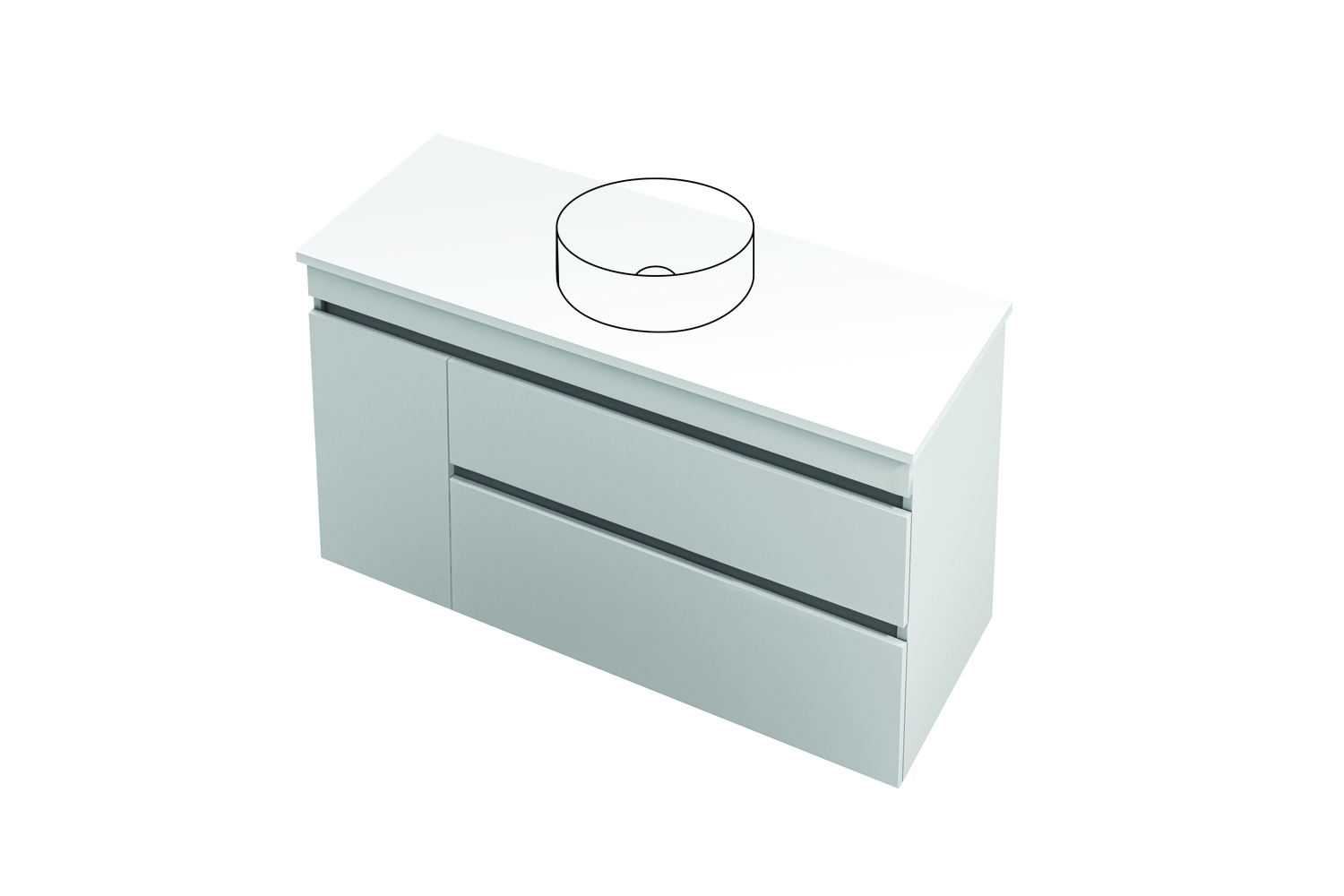 1 Door 2 Drawer Right