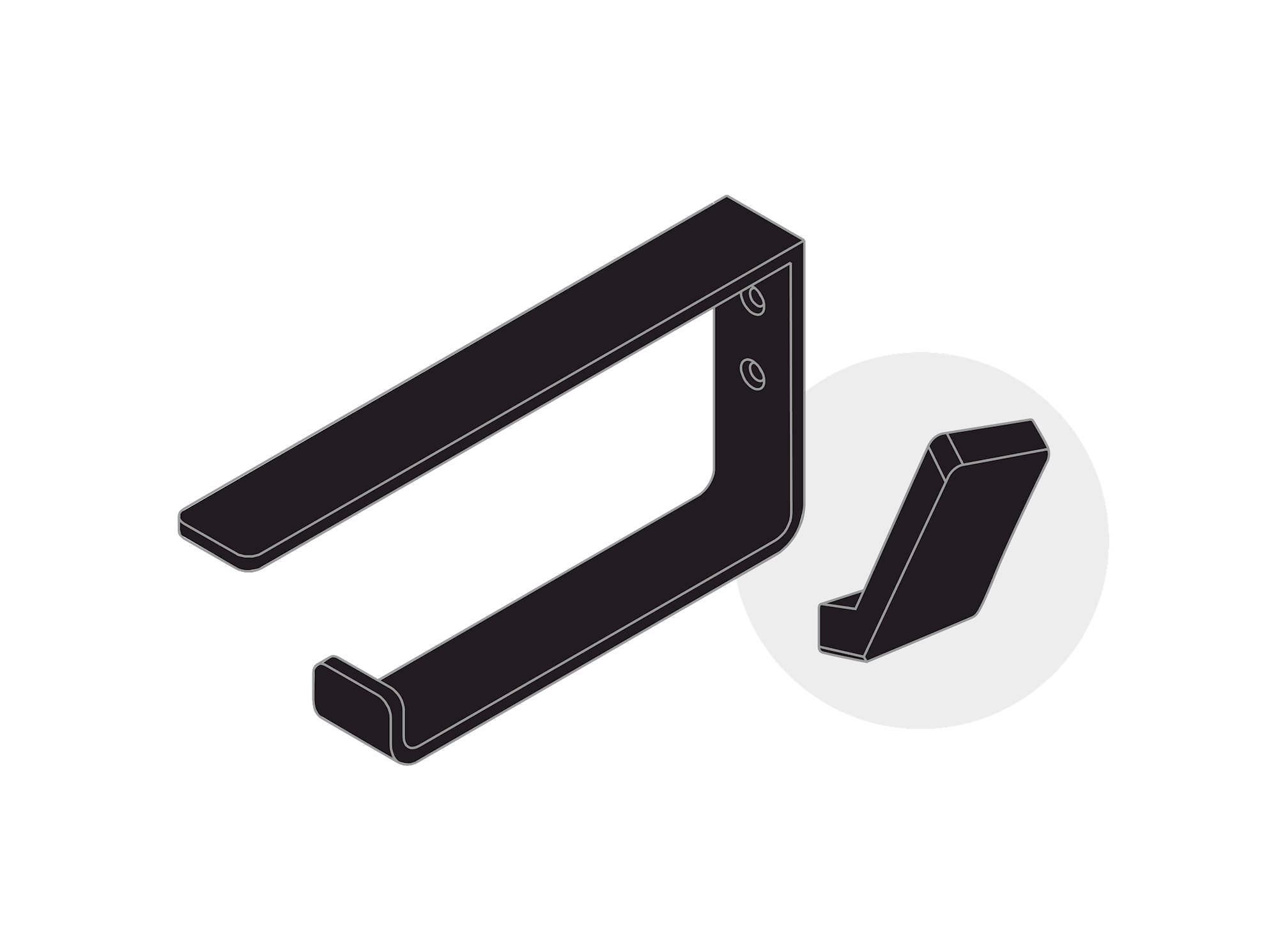 Toilet Paper / Towel Rail - Black