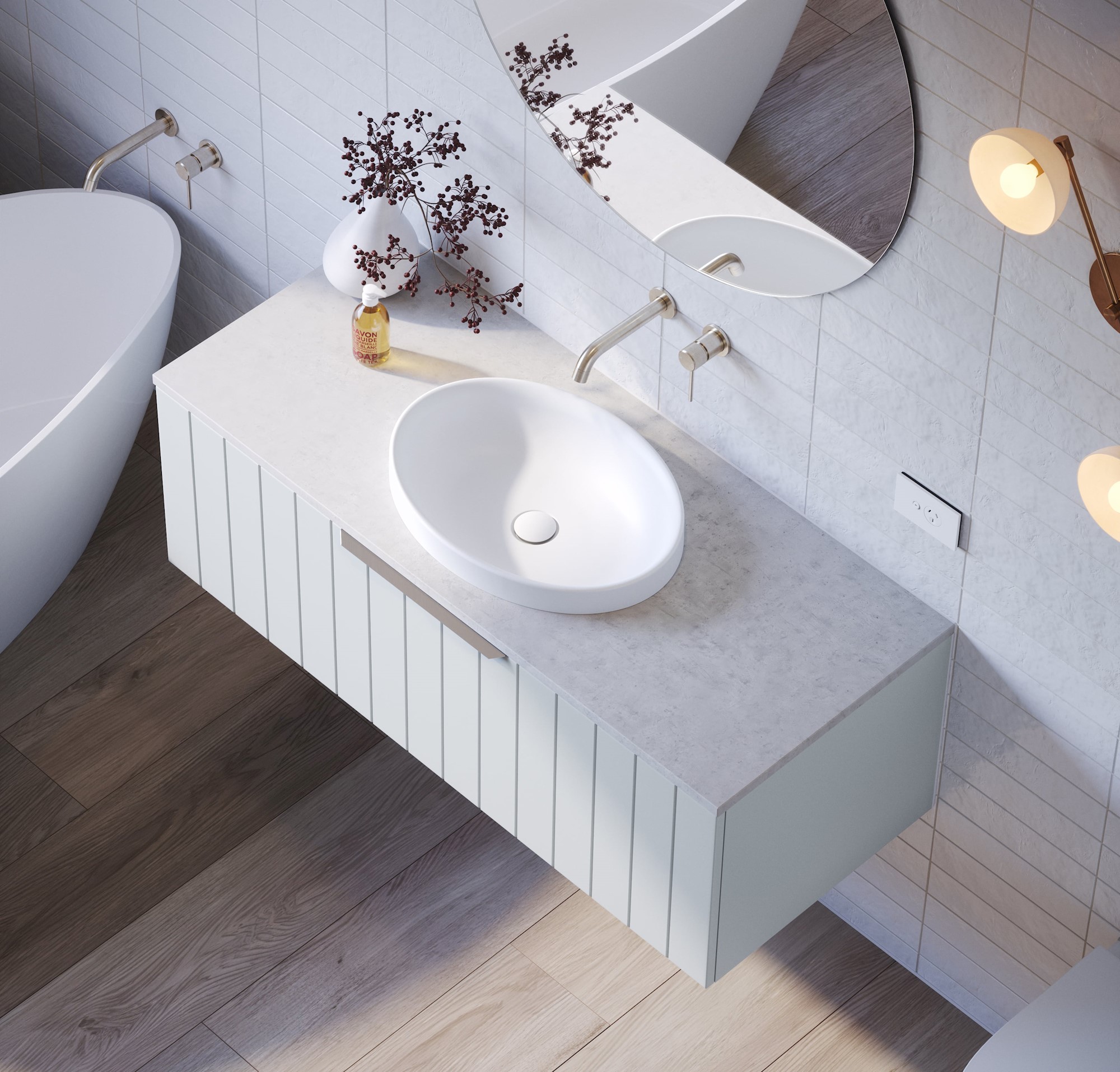 Benchtop Finish / White Concrete Smooth (featured on our Savoy 50 Vanity)