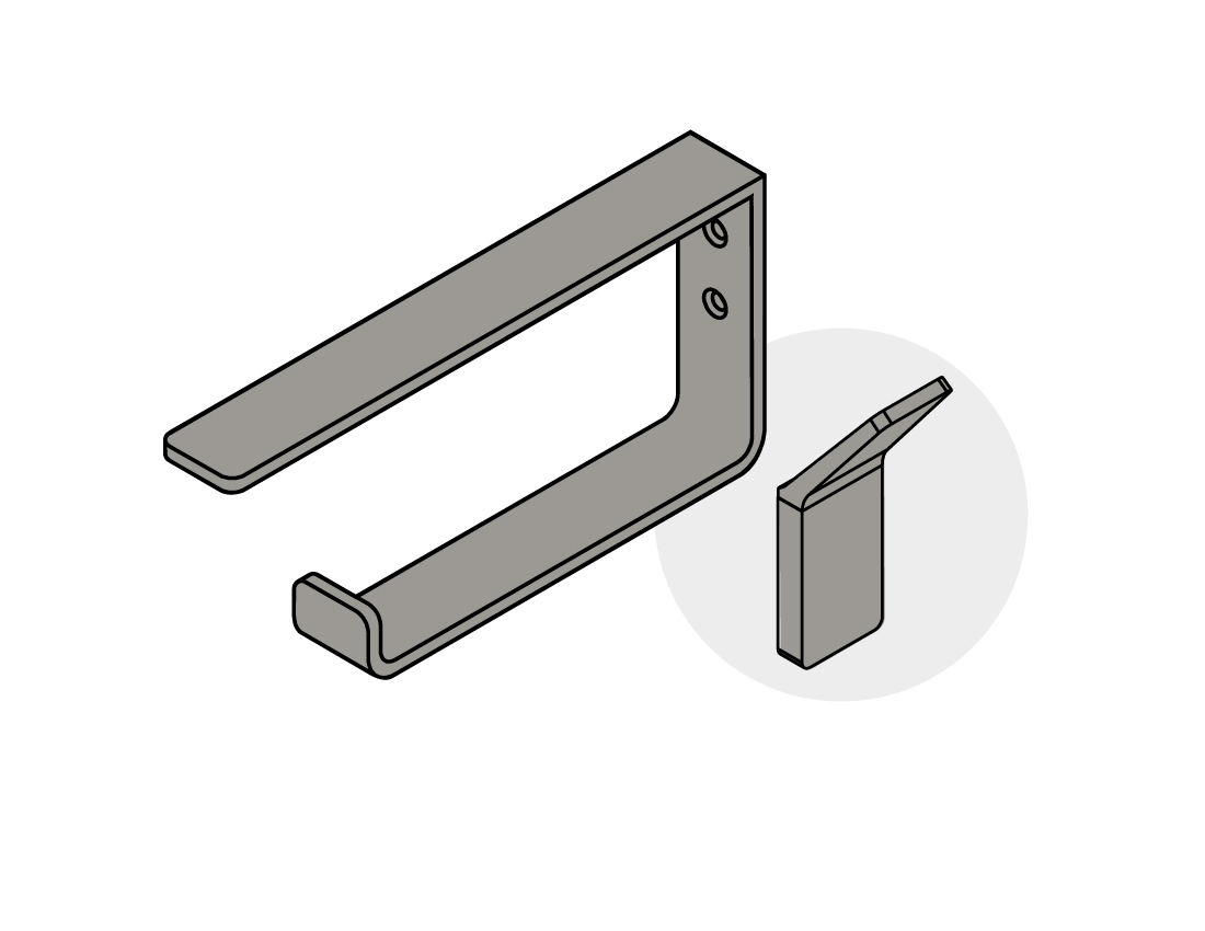Toilet Paper / Towel Rail & Tela Hook (Brushed Nickel)