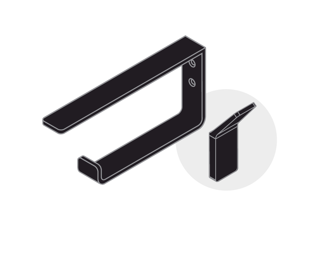 Toilet Paper / Towel Rail & Tela Hook (Black)