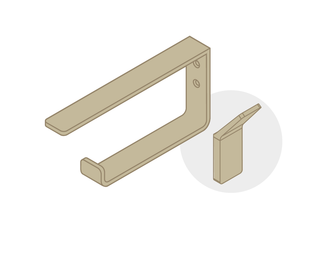 *Toilet Paper / Towel Rail & Tela Hook (Brushed Brass)